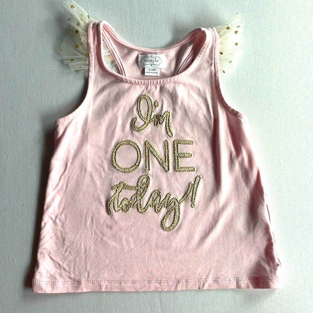 Mudpie girls “I’m one today” size 12-18 months…Excellent Condition!